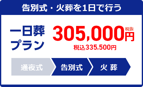 一日葬プラン：305,000円