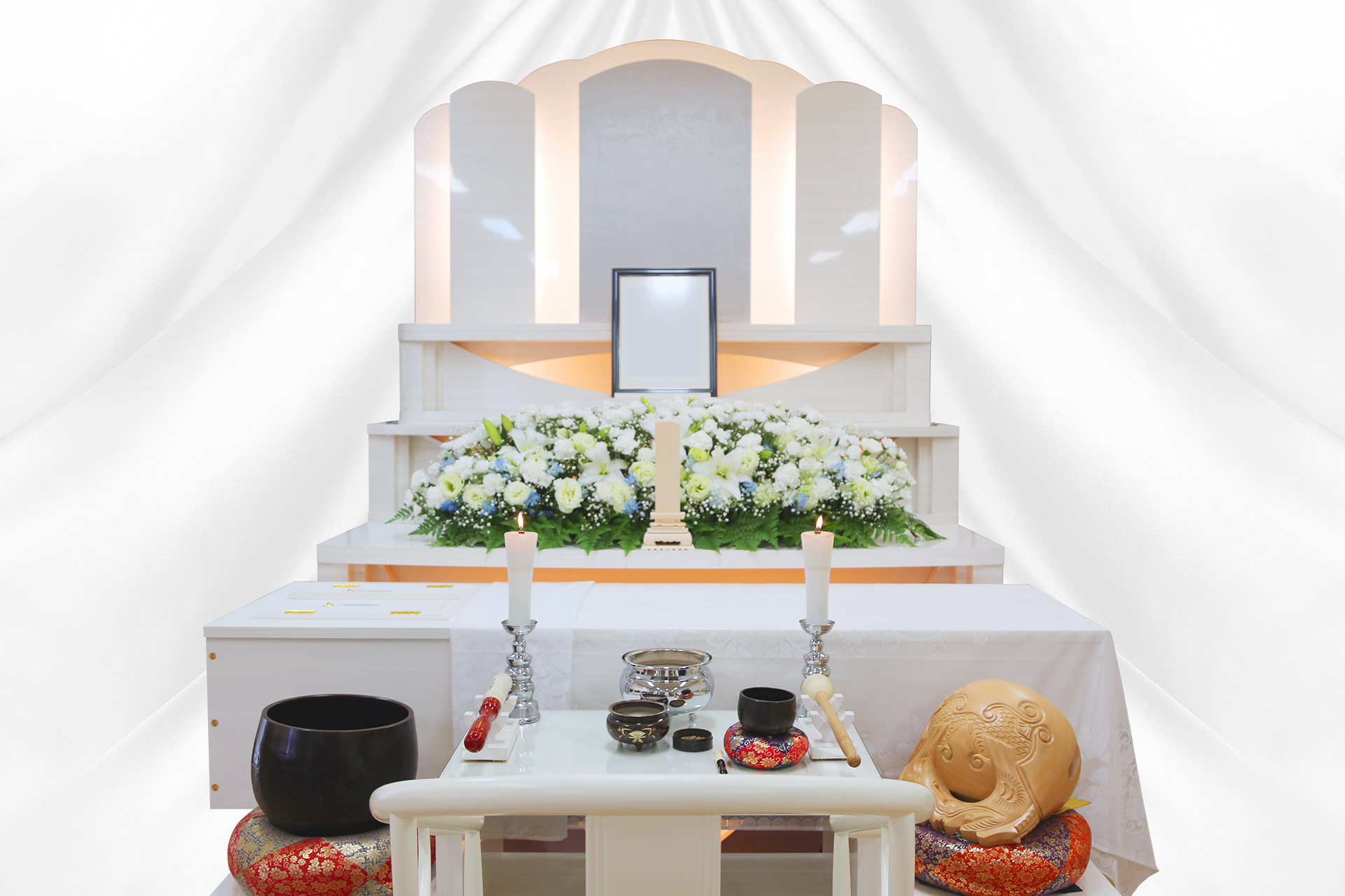 幅2mの生花祭壇を1段