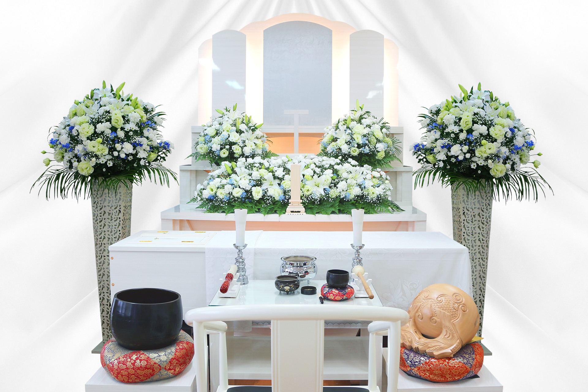 幅2mの生花祭壇を1段