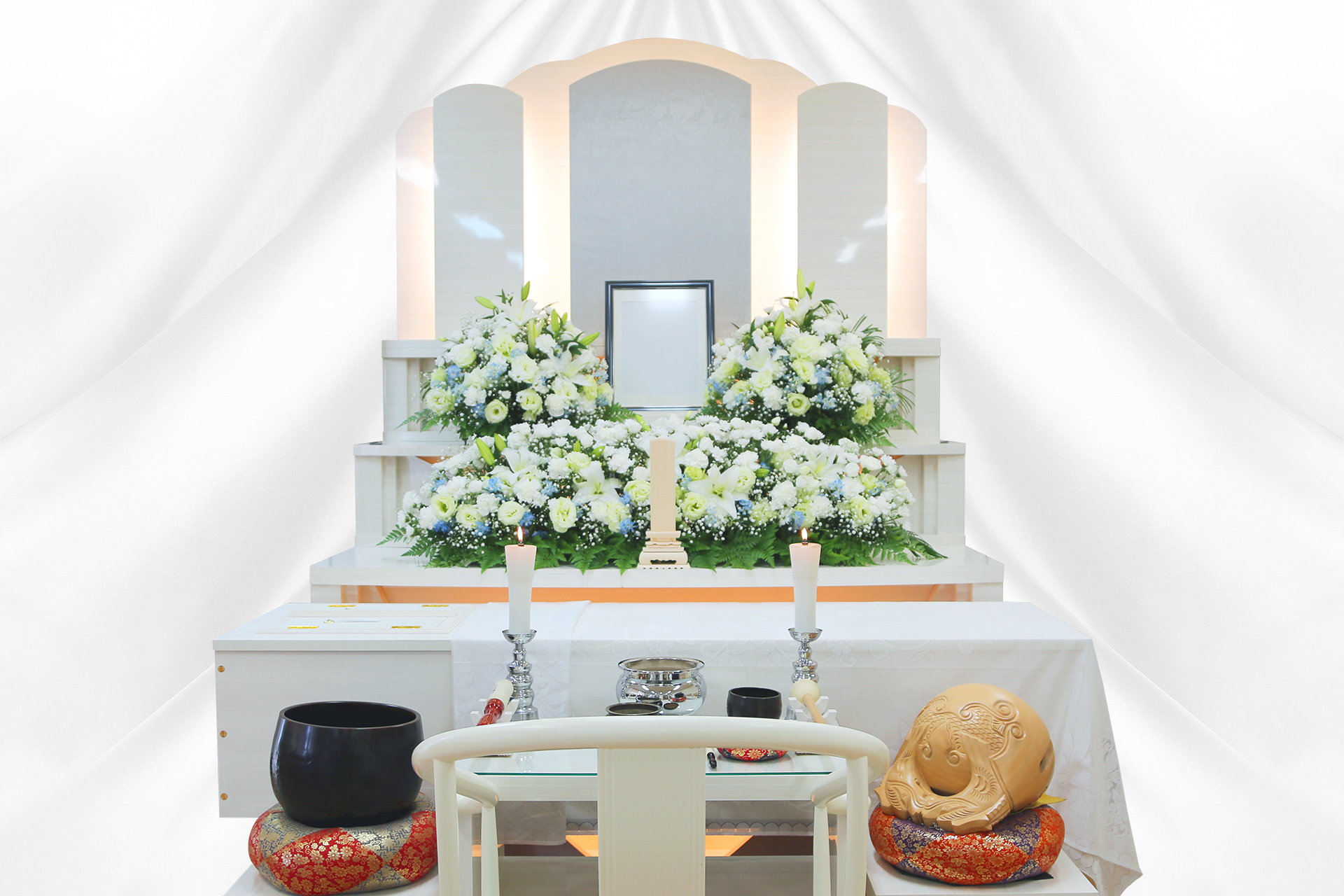 幅2mの生花祭壇を1段